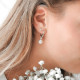 Boucles d'oreilles pendantes style créole Elsa Lee Paris, en argent 925 avec perles blanches et oxydes de Zirconium