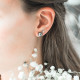 Boucles d'oreilles puces Elsa Lee Paris, deux perles grises de 8mm