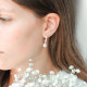 Elsa Lee Paris sterling silver hoop earrings covered with Cubic Zirconia, with two white pearls and two Cubic Zirconia