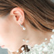 Elsa Lee Paris sterling silver hoop earrings covered with Cubic Zirconia, with two white pearls and two Cubic Zirconia