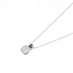 Collier pendentif carré pierre taille asscher serti clos en argent 925 rhodié