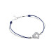 Bracelet Clear Spirit Elsa Lee Paris en argent rhodié 925 oxydes de zirconium et cordon ciré bleu, motif coeur