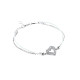 Bracelet Clear Spirit Elsa Lee Paris en argent rhodié 925 oxydes de zirconium et cordon ciré blanc, motif coeur