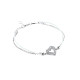 Elsa Lee Paris, clear spirit collection Bracelet in sterling rhodium coated silver and cubics zirconia, waxed white cotton