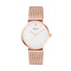 White dial and Rose gold bracelet watch with a simple and minimaliste design, dial without numbers