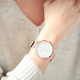 Clean style oversized watch white dial date fonction and rose gold bracelet in Milanese Mesh interchangeable