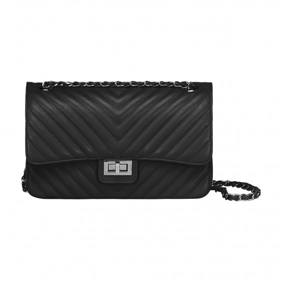 Black quilted leather handbag by Elsa Lee Paris 