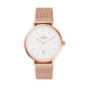 Clean style oversized watch white dial date fonction and rose gold bracelet in Milanese Mesh interchangeable