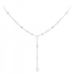 Collier pendant perles blanches romantiques en argent 925 de la collection Pureté