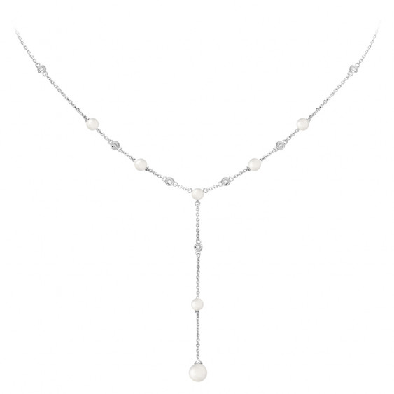 Collier pendant perles blanches romantiques en argent 925 de la collection Pureté