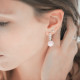 Boucles d'oreilles perles roses et losanges en argent 925 par Elsa Lee