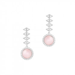 Boucles d'oreilles perles roses et losanges en argent 925 par Elsa Lee