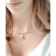 Collier jonc perle rose et losanges en argent 925 par Elsa Lee