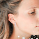 Boucles d'oreilles style créoles Elsa Lee Paris, pavage deux rangs d'oxydes de Zirconium sur le devant des boucles