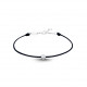 Bracelet Clear Spirit Elsa Lee Paris, oxyde de Zirconium 0,2ct serti clos sur cordon ciré noir