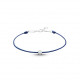 Clear Spirit bracelet from Elsa Lee Paris: one close set Cubic Zirconia 0,2ct on a blue cotton waxed lace