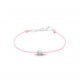 Bracelet Clear Spirit Elsa Lee Paris, oxyde de Zirconium serti clos sur cordon ciré rose