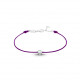 Bracelet Clear Spirit Elsa Lee Paris, oxyde de Zirconium serti clos sur cordon ciré violet