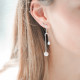 Boucles d'oreilles longues, perles roses et zirconium taille poire, argent 925