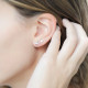 Elsa Lee Paris fine 925 sterling silver earrings, cross pattern with 10 clear Cubic Zirconia