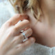Elsa Lee Paris sterling silver ring, pear-shaped Cubic Zirconia centerpiece and two small ones around it