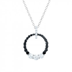 Coller noir et blanc cercle rond en argent 925 par Elsa Lee Paris 