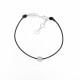 Black cotton cord bracelet with a square close set cubics zirconia. Silver 925