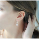 Boucles d'oreilles crochets et perles roses en argent 925 rhodié par Elsa Lee Paris. Design classic et élégant