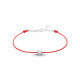 Clear Spirit bracelet from Elsa Lee Paris: one close set Cubic Zirconia 0,2ct on a red cotton waxed lace