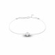 Bracelet cordon blanc et solitaire serti clos en argent par Elsa Lee Paris 