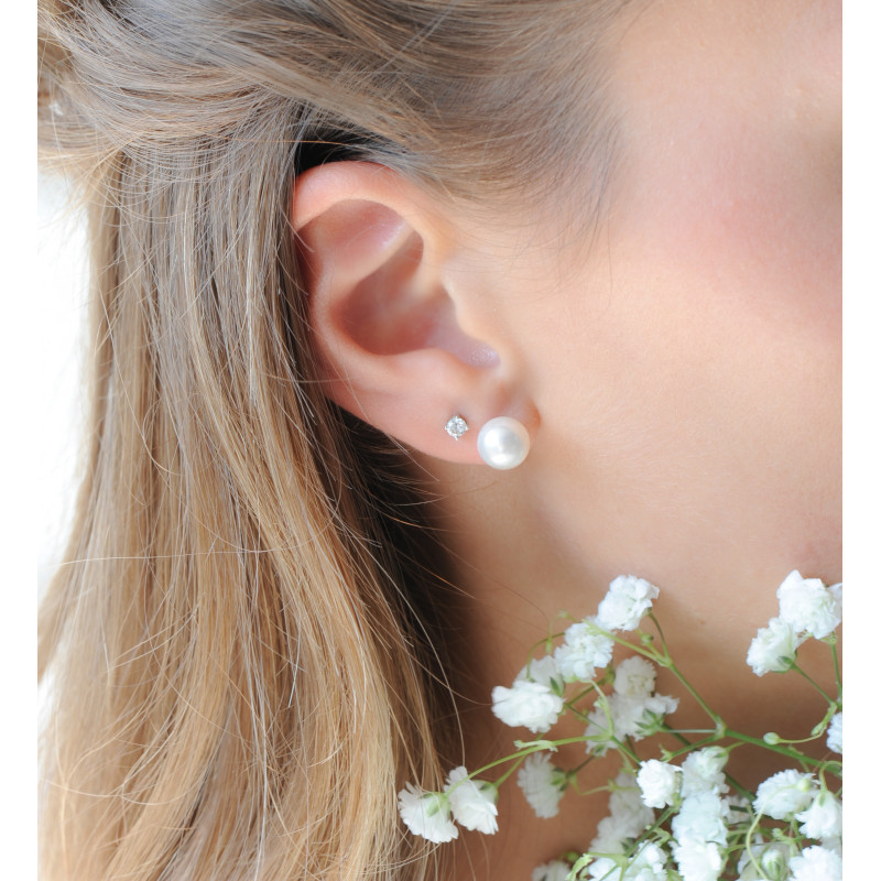Boucles d'oreilles perles blanches
