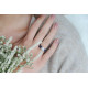 Bague Saphir 2 branches pierres bleu et solitaire blanc 