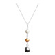 Collier Elsa Lee Paris, en argent 925 et perles de couleurs grise, blanche et ocre avec oxydes de Zirconium