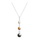 Elsa Lee Paris sterling silver necklace with 3 coloured pearls and 3 Cubic Zirconia