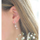 Elsa Lee Paris silver dangling earrings with pink pearls and Cubic Zirconia