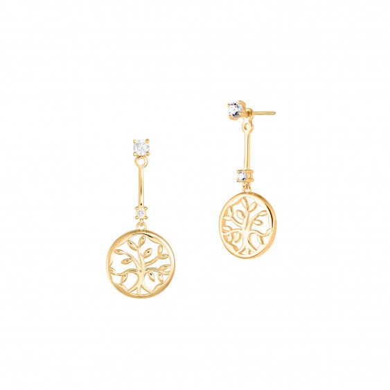 Dangling Tree of Life earrings golden gilding on silver by Elsa Lee Paris