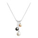 Elsa Lee Paris sterling silver necklace with 3 grey, white and gold pearls and 5 clear Cubic Zirconia