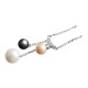 Collier Elsa Lee Paris, collection perles trilogie en argent 925 avec trois perles de couleurs et oxydes de Zirconium