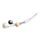Elsa Lee Paris sterling silver necklace with 3 grey, white and gold pearls and 4 clear Cubic Zirconia