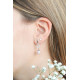 Silver dangling earrings pink pearls traditional design by Elsa Lee Paris 