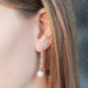 Boucles d'oreilles pendantes pierres taille trapèze et perles roses par Elsa Lee Paris 
