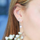 Boucles d'oreilles earjacket 2en1 en argent et perles roses, puces design vague - Elsa Lee Paris
