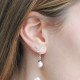 Boucles d'oreilles earjacket 2en1 en argent et perles roses, puces design vague - Elsa Lee Paris