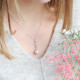 Collier en argent avec pendant design vague et perle rose La Vie en Rose