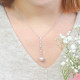 Collier cravate perle rose en argent pour habiller un décolleté en élégance - collection la vie en rose par Elsa Lee Paris