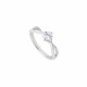 Bague solitaire, en argent 925 et oxyde de ZIrconium serti quatre griffes