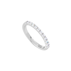 Fine and discreet silver wedding ring with its half circle row of cubics zirconia