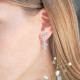 Boucles d'oreilles Elsa Lee Paris pendantes et 2 en 1 en argent 925 rhodié et 124 oxydes de zirconium 1,25mm 2,48ct 