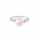 Silver ring with pink pearl and braided design by Elsa Lee Paris 