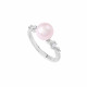 Silver ring with pink pearl and braided design by Elsa Lee Paris 